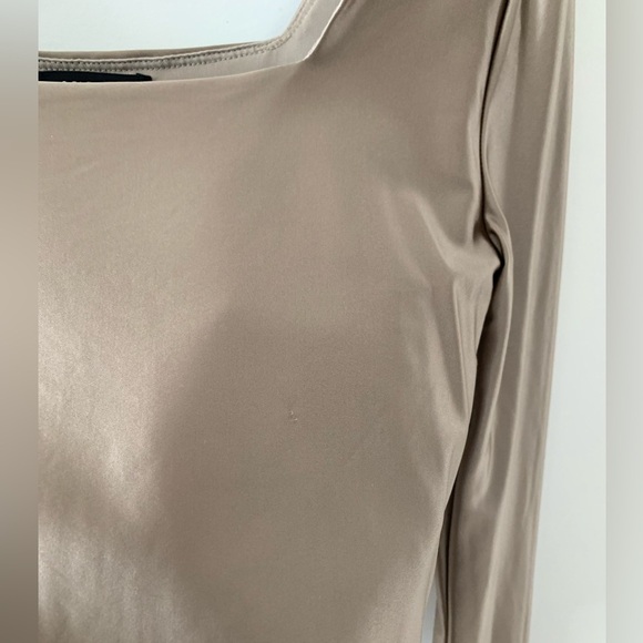 GOLDSIGN Square Neck Metallic Nude Thong Bodysuit - Picture 11 of 13